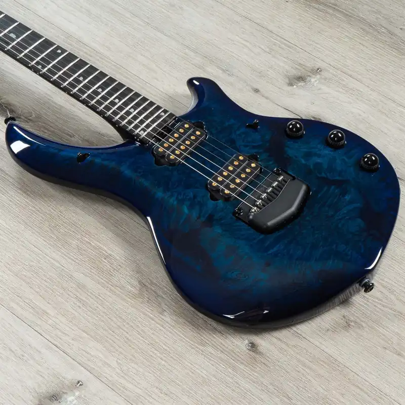 Mega Sale Ernie Ball Music Man BFR John Petrucci Majesty 6 Guitar, Burl Maple Top, Blue Ink