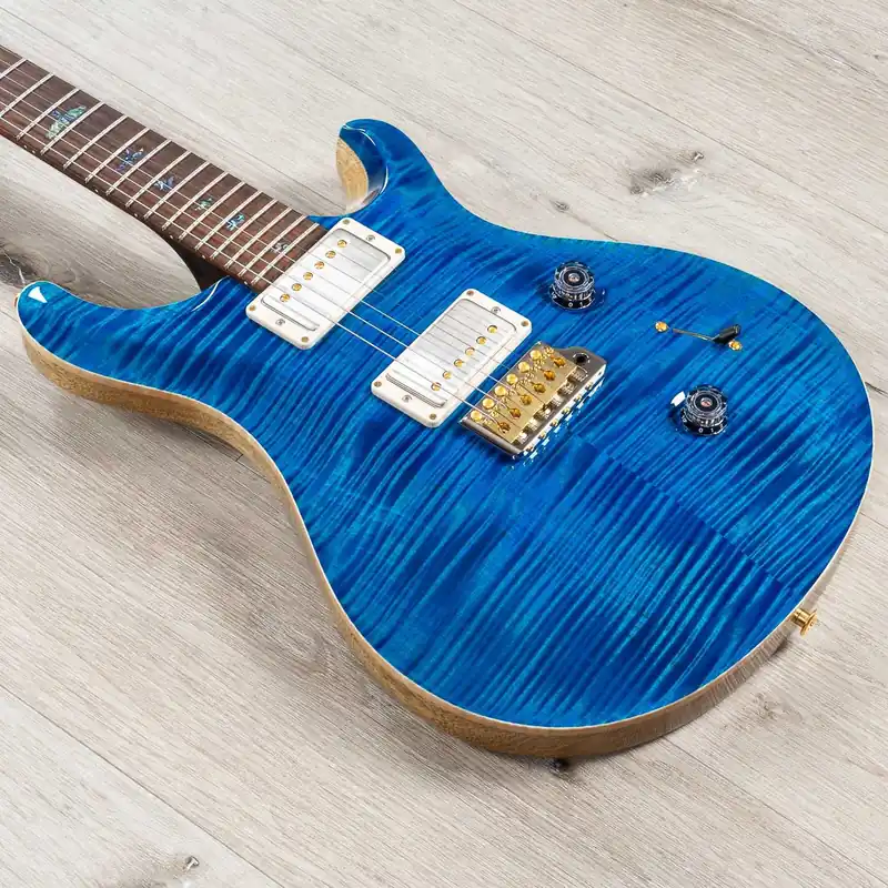 Clearance PRS Paul Reed Smith Wood Library Custom 24 Guitar, Brazilian Rosewood Fretboard, Rosewood Neck, Korina Body, Aquamarine