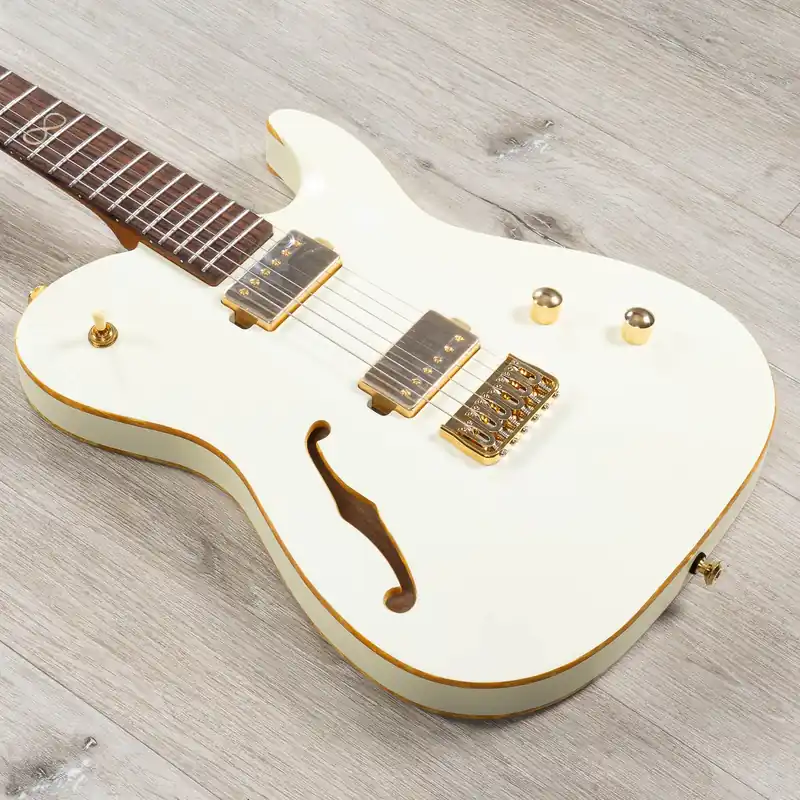 Original Chapman SAR63 Classic Chris Robertson Signature Semi-Hollow Guitar, Rosewood Fretboard, Stone White