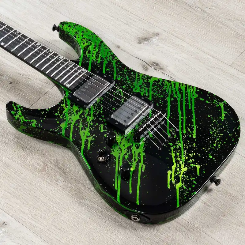ESP USA Horizon-II Left-Handed Guitar, Ebony Fretboard, EMG 57 / 66 Pickups, Alien Blood Splatter Exclusive Offer