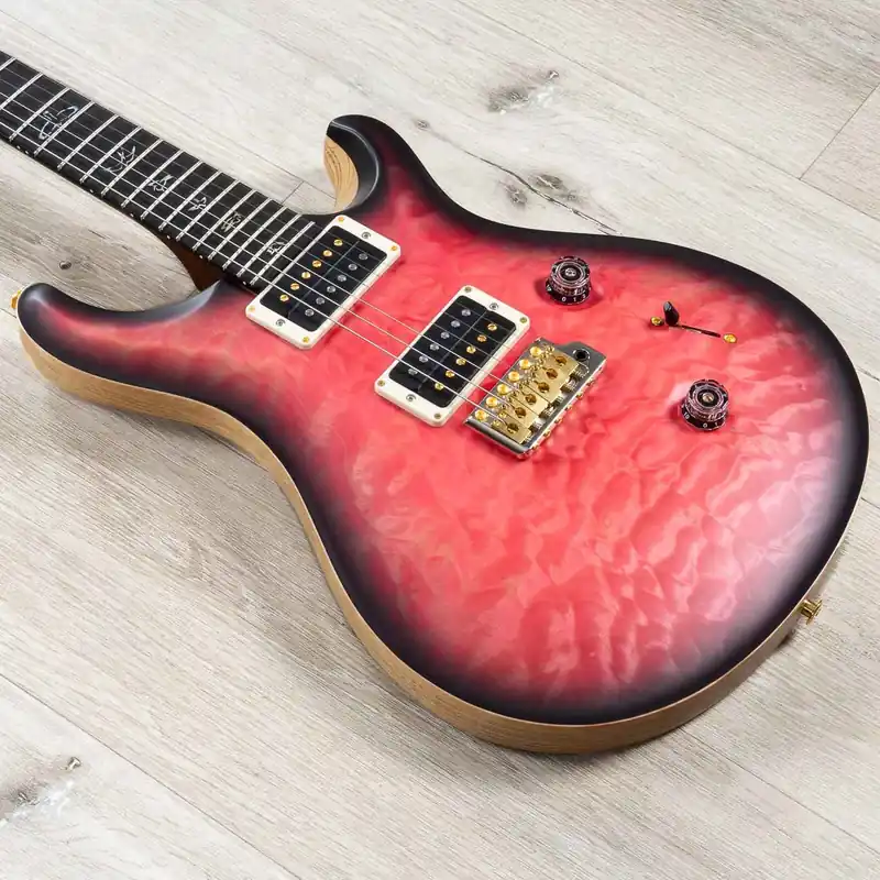 Price Cut PRS Paul Reed Smith Wood Library Custom 24 Guitar, Roasted Flame Maple Neck, Swamp Ash Body, Quilt 10-Top, Bonnie Pink Smokeburst