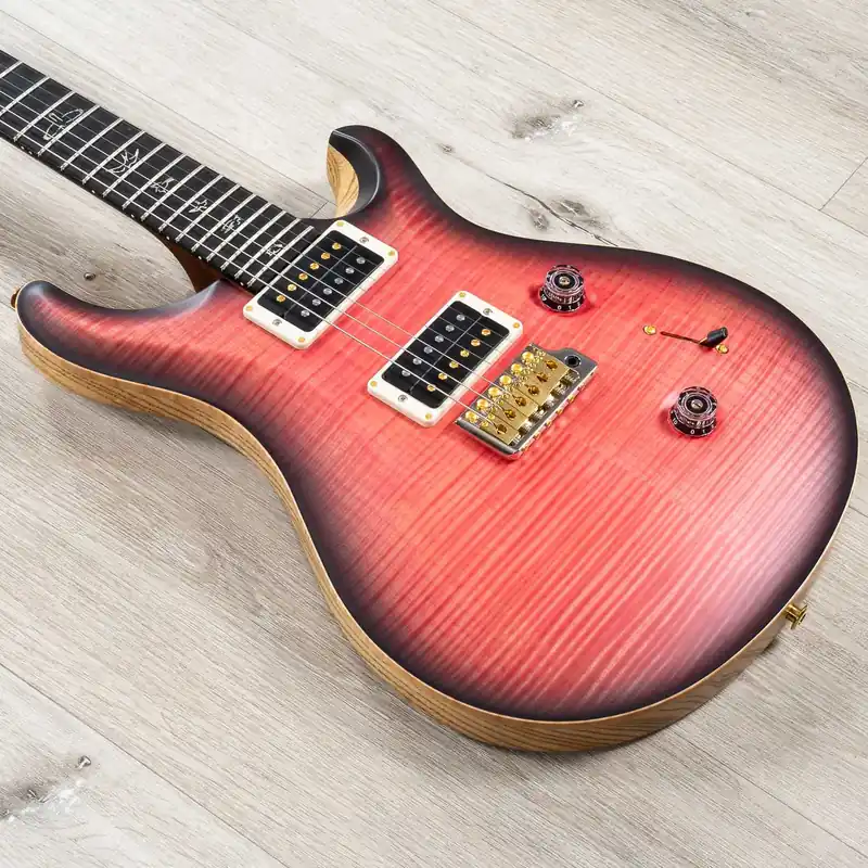 PRS Paul Reed Smith Wood Library Custom 24 Guitar, Ebony Fretboard, Roasted Flame Maple Neck, Swamp Ash Body, Bonnie Pink Smokeburst Reduced Price