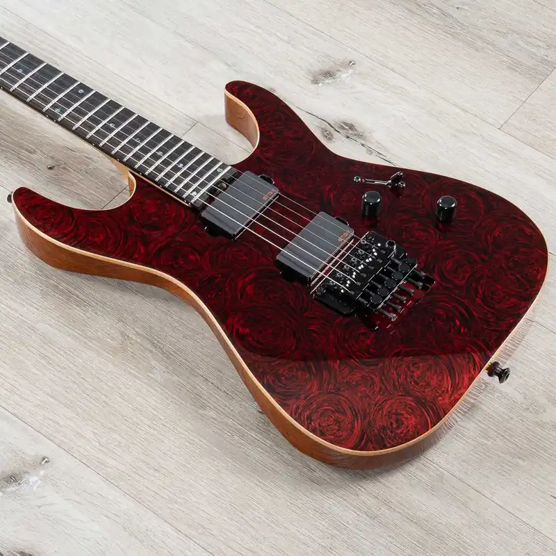 Today Only ESP USA M-II FR Guitar, Ebony Fretboard, EMG 89X Pickups, Floyd Rose Tremolo, Red Rose Marble
