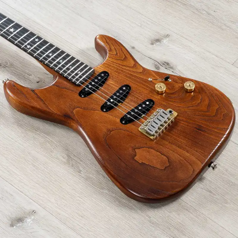 Paoletti Stratospheric Wine SSS Guitar, Ebony Fretboard, Roasted Maple Neck, Natural Grab Now