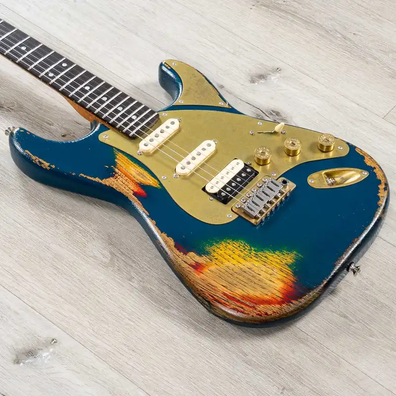 Paoletti Stratospheric Loft HSS Guitar, Ebony Fretboard, Roasted Maple Neck, Relic Emerald Worldwide Shipping