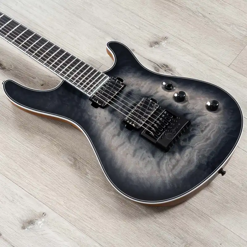 Weekend Sale Mayones Regius 4Ever 7 7-String Guitar, EverTune Bridge, 5A Quilted Maple Top, TEW Ash Body, BKP Polymath Pickups, Galaxy Eye Black Gloss