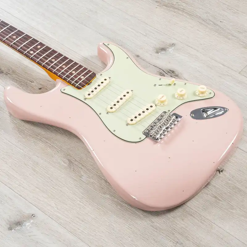 Fan Favorite Fender Custom Shop 1963 Stratocaster Journeyman Relic Closet Classic Guitar, Aged Shell Pink