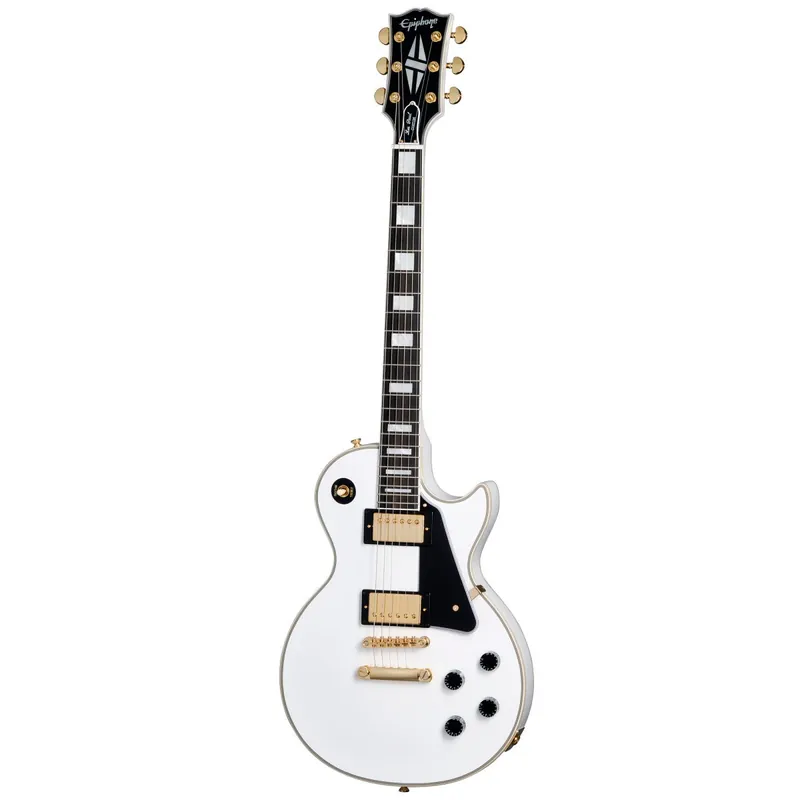 Special Offer Epiphone Inspired by Gibson Custom Les Paul Custom Guitar, Ebony Fretboard, USA Pickups,Open BookHeadstock, Alpine White