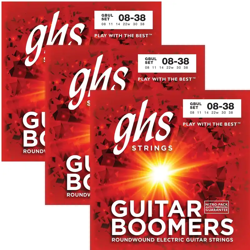 3 Sets GHS Electric Boomers GBUL Ultra Light Nickel-Plated Steel Guitar Strings 8-38 Hot Picks