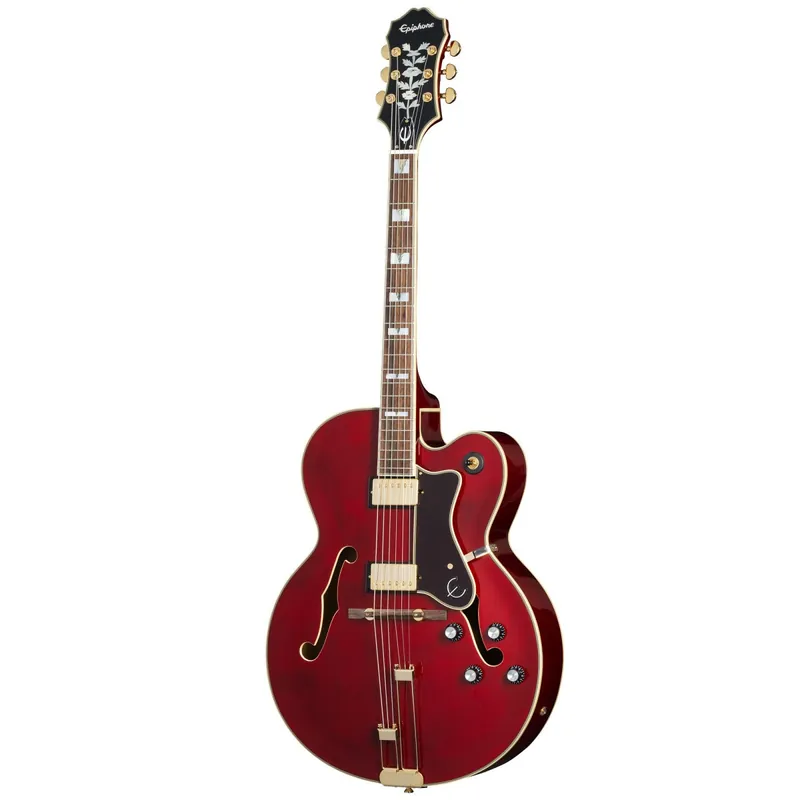 Epiphone Broadway Archtop Hollowbody Guitar, Frequensator Split Trapeze Tailpiece, Wine Red Low Price