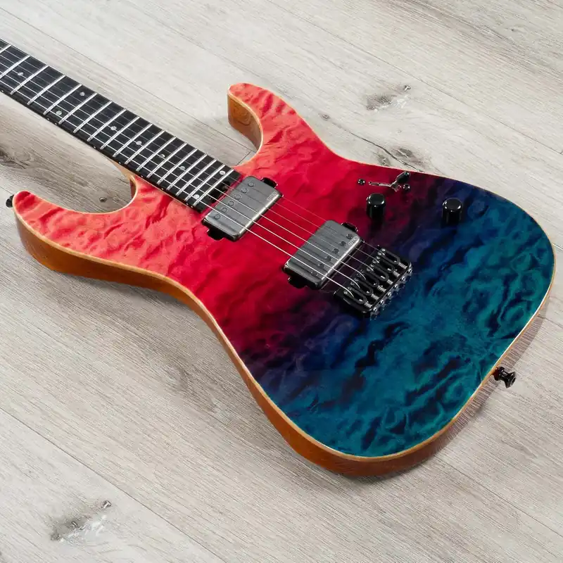 ESP USA M-II HT Guitar, Ebony Fretboard, Quilted Maple Top, EMG 57 / 66 Pickups, Wild Berry Fade Authentic