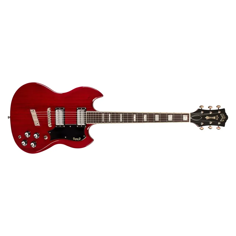 Grab Now Guild Newark St. Polara Deluxe Guitar, Bound Rosewood Fretboard, Cherry Red
