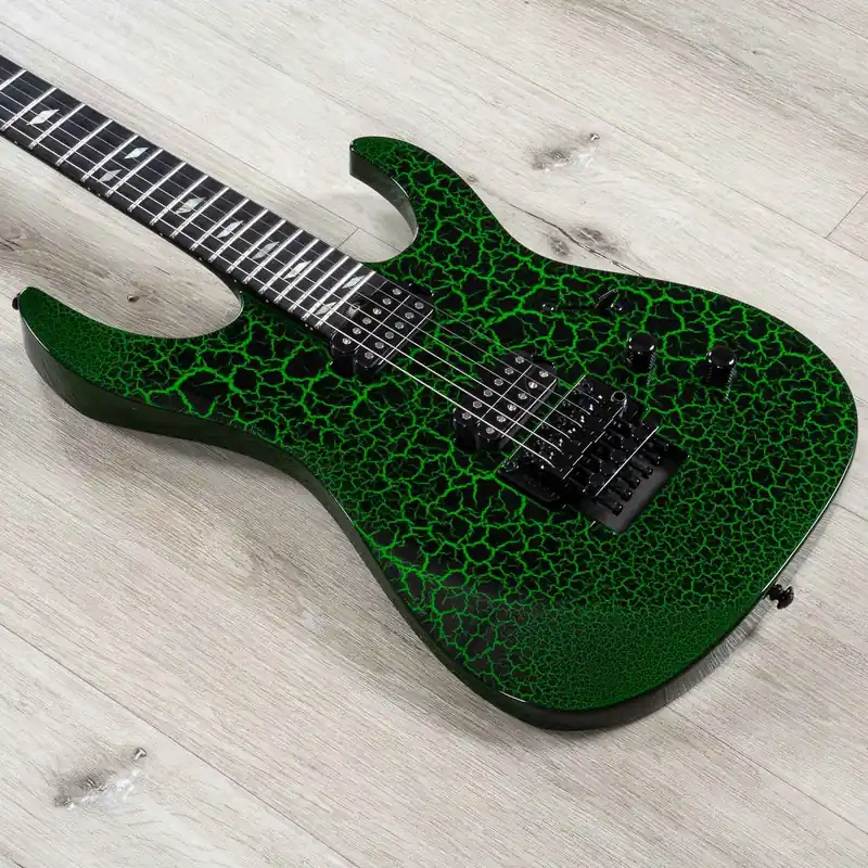 Legator N6FR Ninja Guitar, Ebony Fretboard, Floyd Rose Tremolo, Green Crackle Instant Buy
