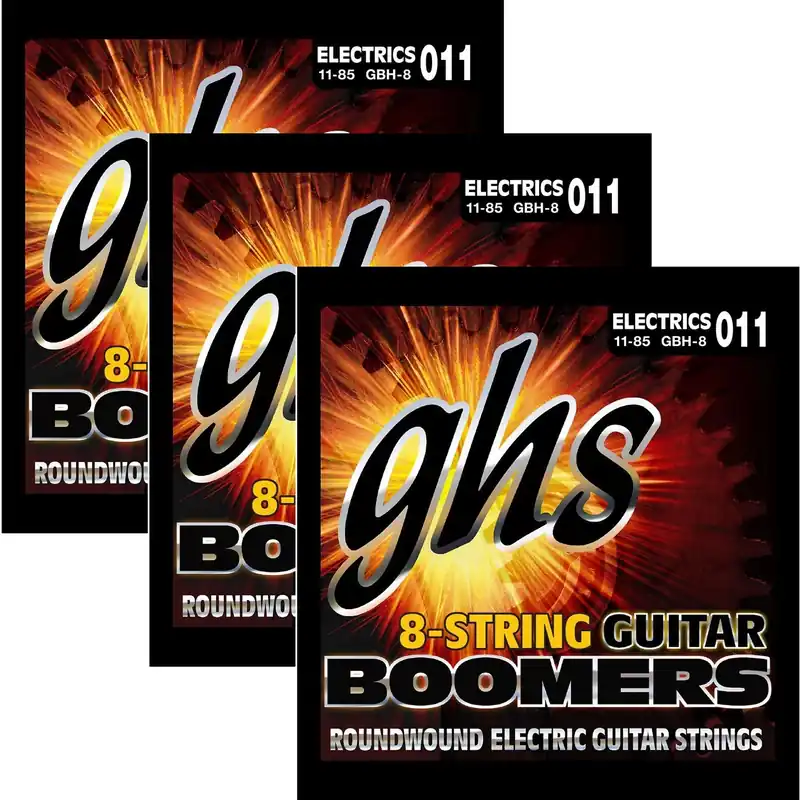 No Minimum Order 3 Sets GHS Strings GBH-8 Boomers 8-String Heavy Electric Guitar Strings 11-85