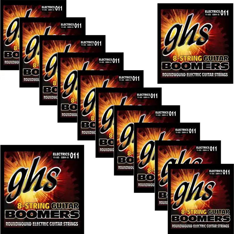 Direct From Manufacturer 12 Sets GHS Strings GBH-8 Boomers 8-String Heavy Electric Guitar Strings 11-85