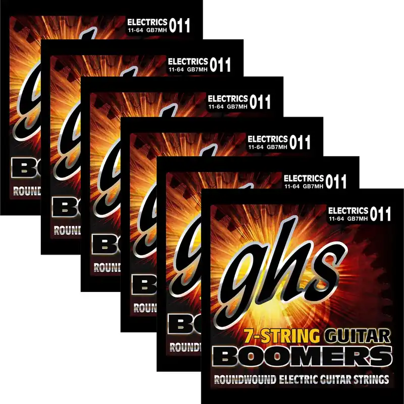 Order Now 6 Sets GHS GB7MH Boomers 7-String Medium Heavy Roundwound Electric Guitar Strings 11-64