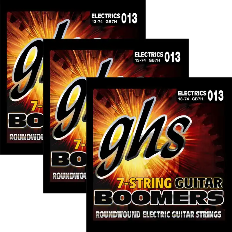 Price Cut 3 Sets GHS GB7H Boomers 7-String Heavy Roundwound Electric Guitar Strings 13-74