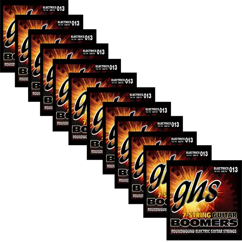 Brand New 12 Sets GHS GB7H Boomers 7-String Heavy Roundwound Electric Guitar Strings 13-74