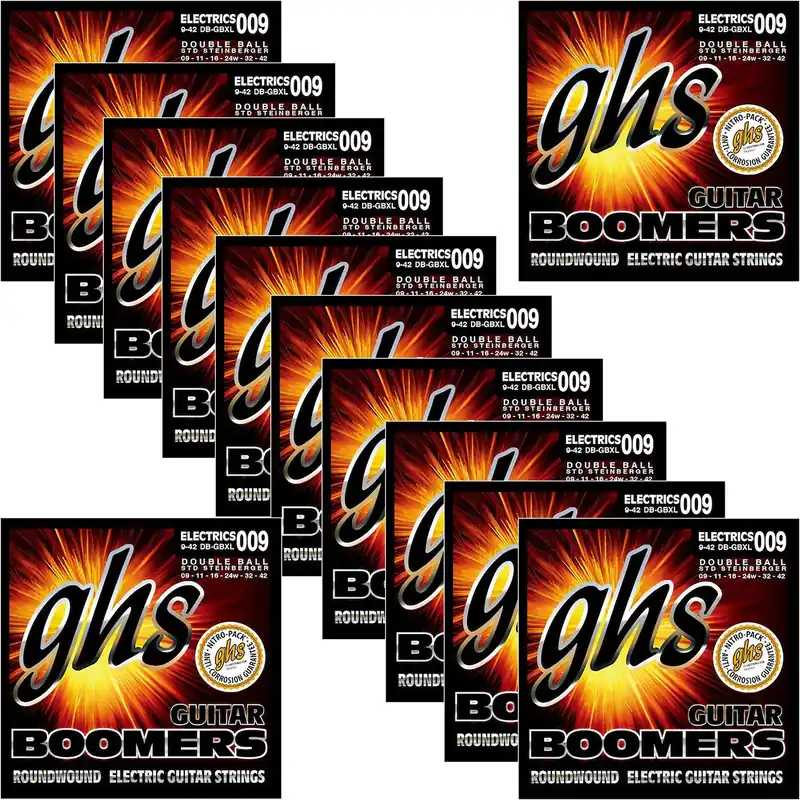 Best Price 12 Sets GHS DB-GBXL Double Ball End Boomers Electric Guitar Strings, Extra Light, 9-42