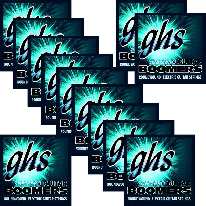 Must Have 12 Sets GHS CR-GBXL Sub Zero Boomers Extra Light Electric Guitar Strings 9-42