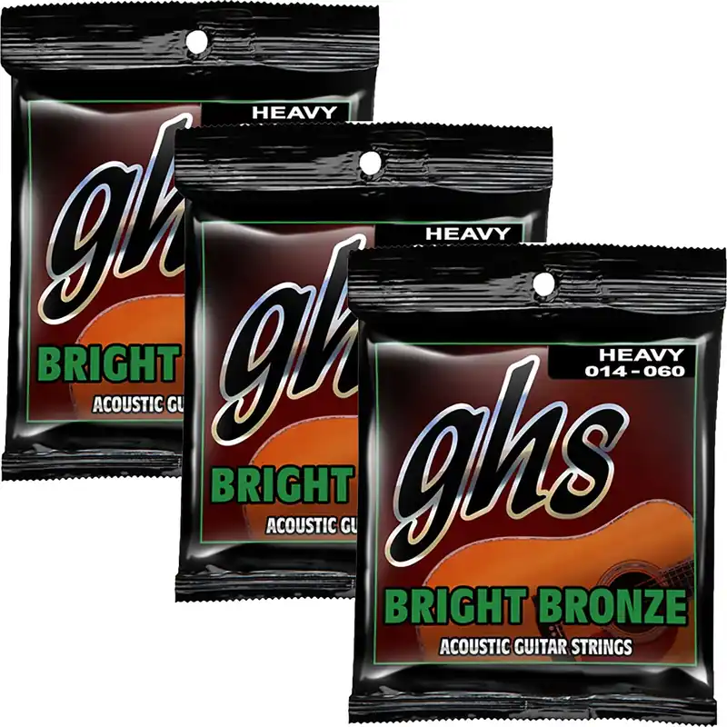 Don’t Miss Out 3 Sets GHS BB50H Bright Bronze Acoustic Guitar Strings, Heavy, 14-60