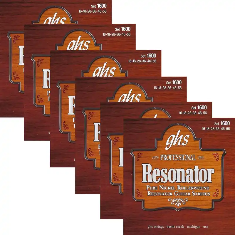 6 Sets GHS Strings 1600 Pure Nickel Rollerwound Resonator Guitar Strings 16-56 Exclusive