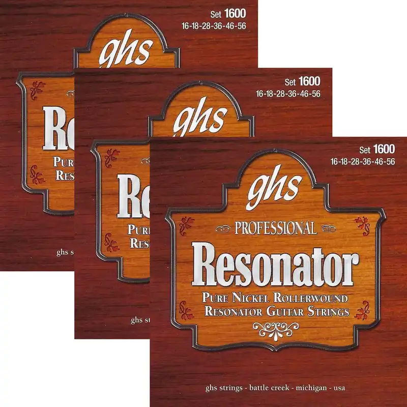 3 Sets GHS Strings 1600 Pure Nickel Rollerwound Resonator Guitar Strings 16-56 Hot Picks
