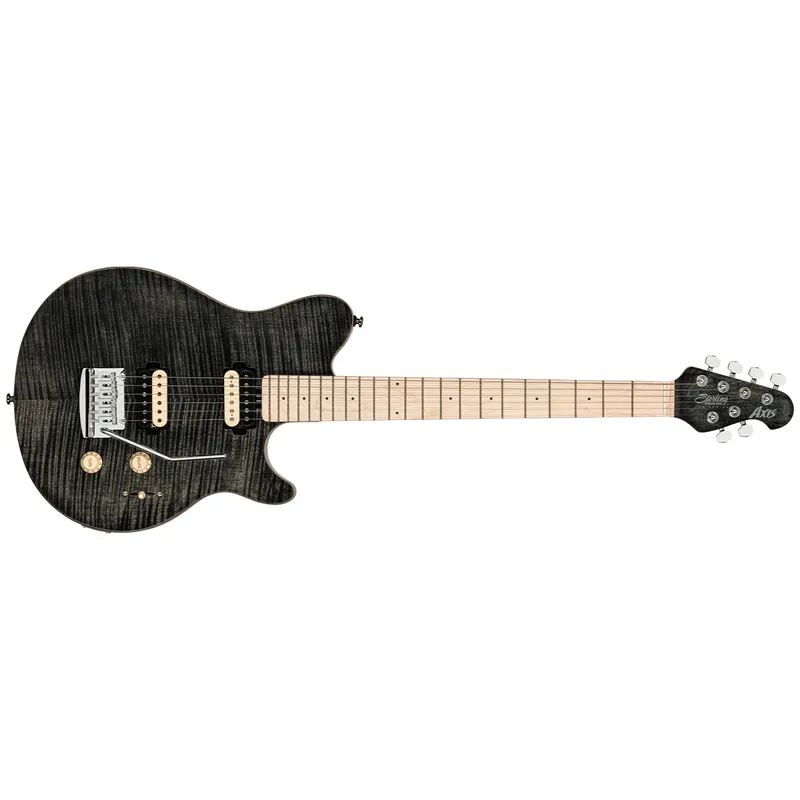 Sterling by Music Man Axis Maple Top Guitar, Maple Fretboard, Trans Black Hassle-Free Returns