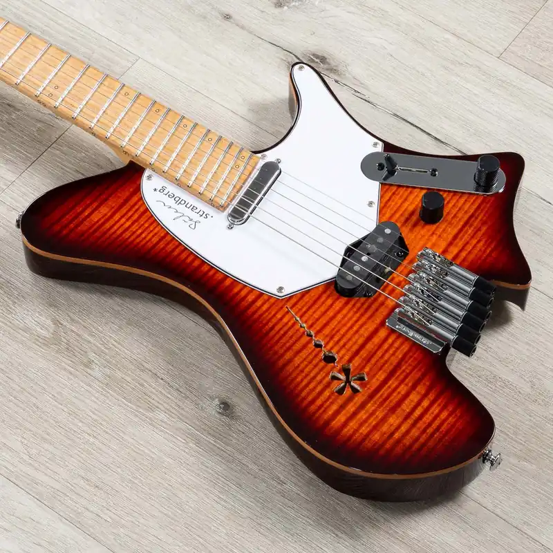 Crafted Strandberg Salen Deluxe NX 6 Headless Multi-Scale Guitar, Birdseye Maple Fretboard, Vintage Burst