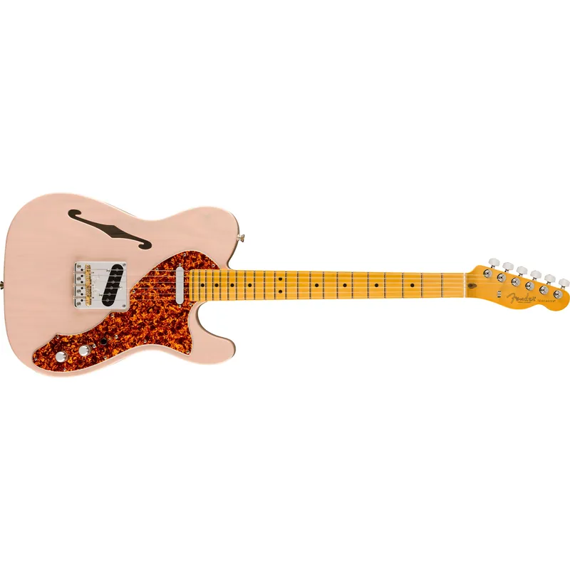Authentic Fender Limited Edition American Professional II Telecaster Thinline Guitar, Maple Fretboard, Transparent Shell Pink