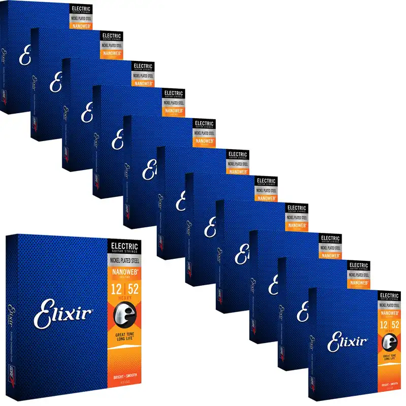 Don’t Miss Out 12 Sets of Elixir 12152 NANOWEB Heavy Electric Guitar Strings (12-52)