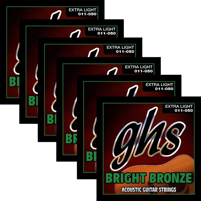 Money Back Guarantee 6 Sets GHS BB20X Bright Bronze Roundwound Acoustic Guitar Strings Extra Light 11-50