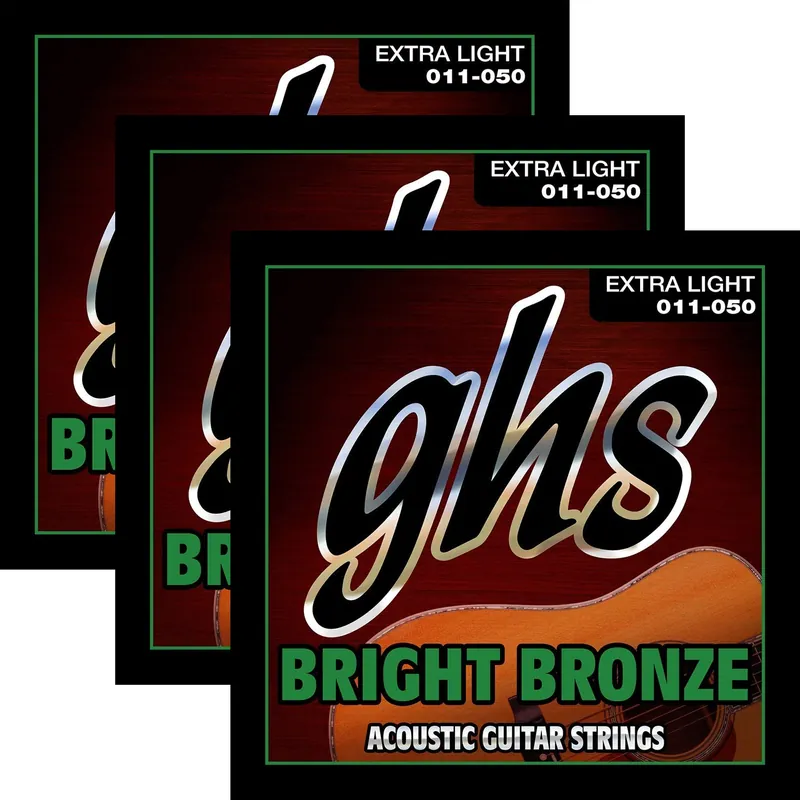 Direct From Manufacturer 3 Sets GHS BB20X Bright Bronze Roundwound Acoustic Guitar Strings Extra Light 11-50