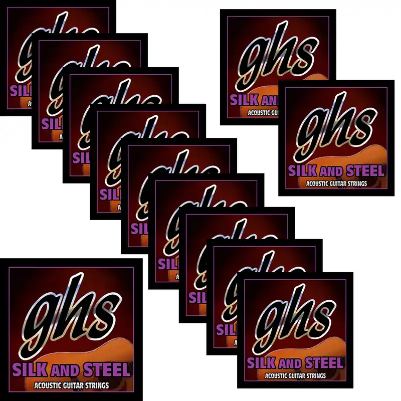 12 Sets GHS 610 Silk and Steel 12-String Acoustic Guitar String Set, Medium, 11-48 Budget