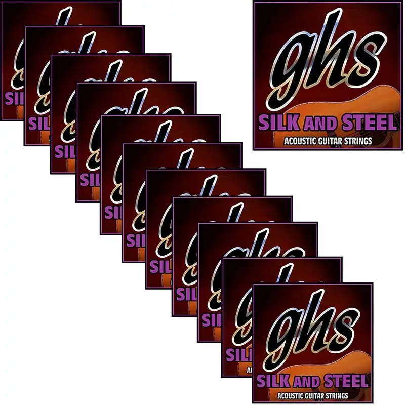 12 Sets GHS 600 Silk and Steel 12-String Acoustic Guitar Strings, Light, 10-42 Limited Edition