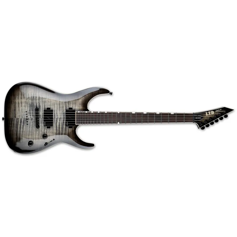 ESP LTD MH-1000NT Guitar, Fishman Fluence Modern Pickups, Flame Charcoal Burst Top Rated