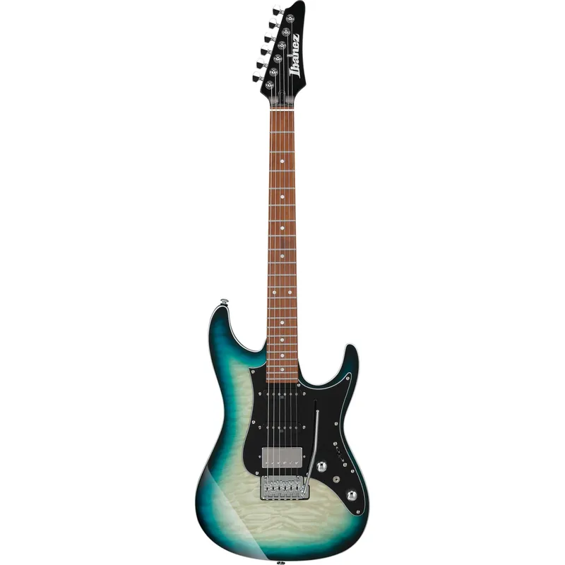 Popular Ibanez AZ24P1QM AZ Premium Guitar, Roasted Maple Fretboard, Quilted Maple Top, Deep Ocean Blonde