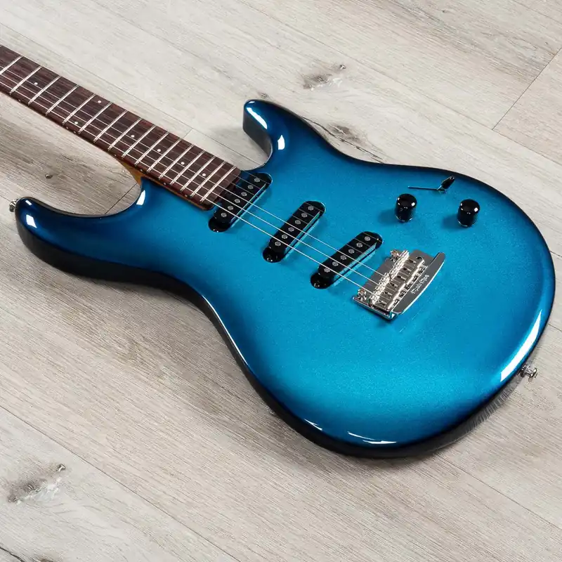 Discount Ernie Ball Music Man Luke 4 SSS Guitar, Rosewood Fingerboard, Roasted Alder Body, Diesel Blue
