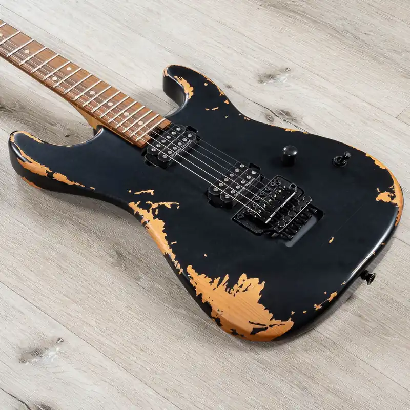Cheap Charvel Pro-Mod Relic San Dimas Style 1 HH FR PF Guitar, Pau Ferro Fretboard, Weathered Black