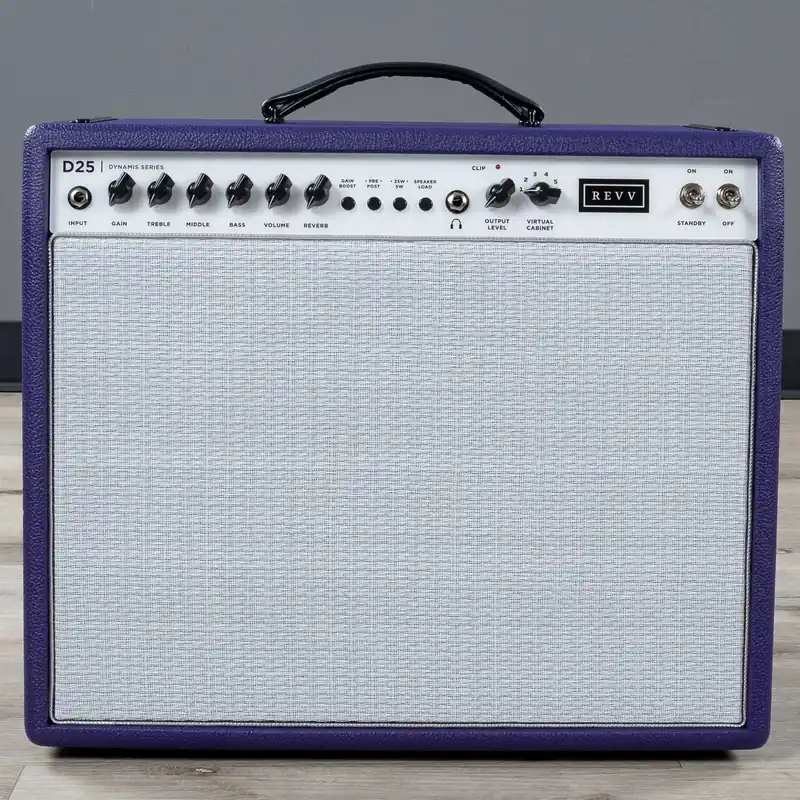 Hot Deal Revv Dynamis D25 25-Watt 1x12Tube Guitar Combo Amp, Pitbull Audio Exclusive Purple & White