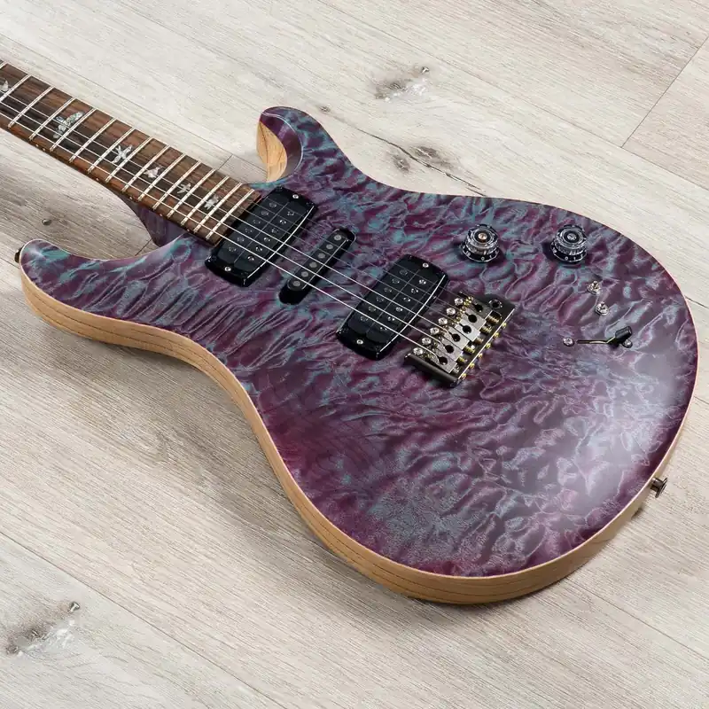 PRS Paul Reed Smith Wood Library Modern Eagle V Guitar, Ziricote Fretboard, Flame Maple Neck, Swamp Ash Body, Quilt Top, Satin Violet Direct From Manufacturer