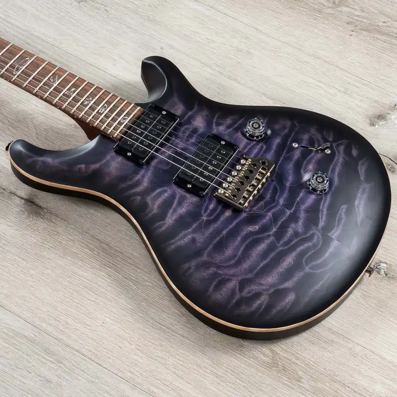 Must Have PRS Paul Reed Smith Wood Library Custom 24 Guitar, Brazilian Rosewood Fretboard, Rosewood Neck, Ash Body, Quilt Top, Satin Purple Mist