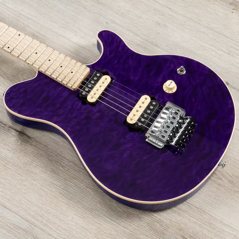 Premium Ernie Ball Music Man BFR Nitro Axis Guitar, Figured Maple Fretboard, Translucent Purple