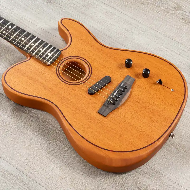 Fender American Acoustasonic All-Mahogany Telecaster Guitar, Ebony Fingerboard, Natural Same Day Shipping