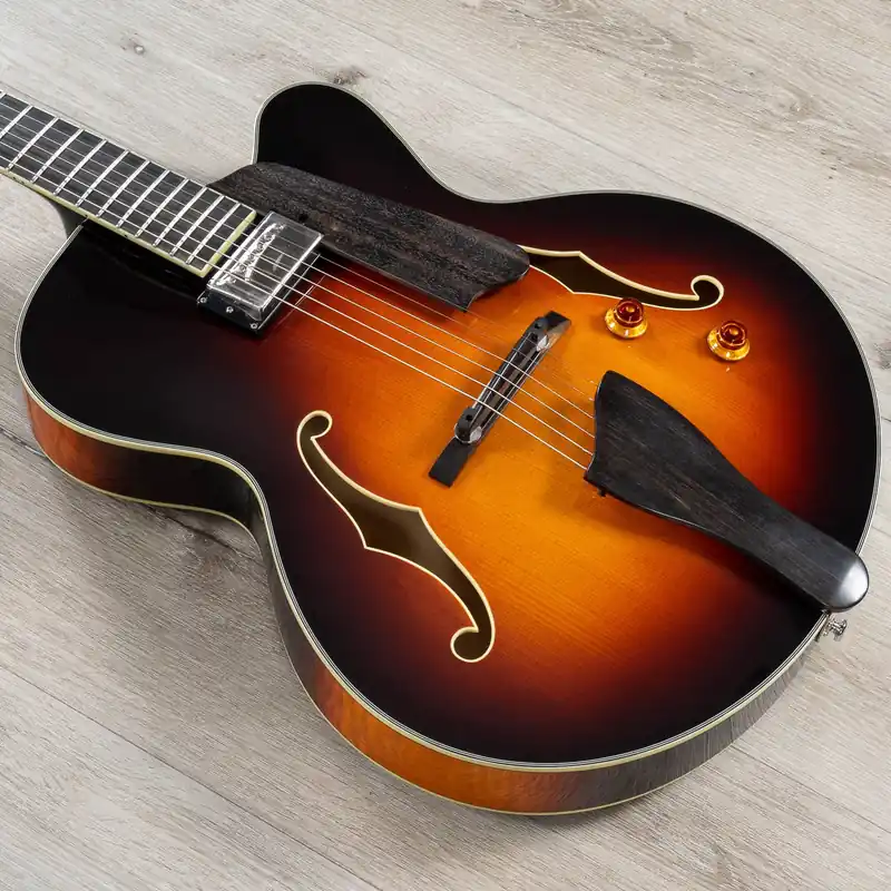 Eastman AR503CE Hollowbody Guitar, Ebony Fretboard, Seymour Duncan Seth Lover Pickups, Sunburst Holiday Sale