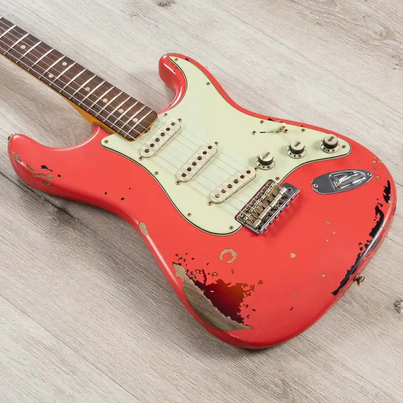 Fender Custom Shop Michael Landau Signature 1963 Stratocaster Guitar, Fiesta Red over 3-Color Sunburst Weekend Sale