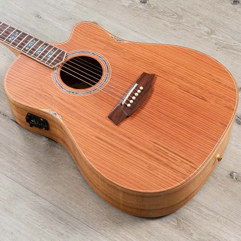 Trending Cole Clark FL3EC-RDBL-AE FL Dreadnought 3 Acoustic-Electric Guitar, Redwood Top