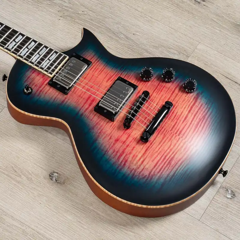 Free Returns ESP USA Eclipse Guitar, Ebony Fretboard, Flame Maple Top, EMG 57 / 66, Blue Rose