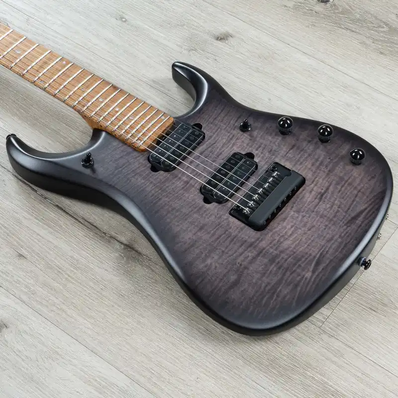 Must Have Ernie Ball Music Man John Petrucci JP15 7-String Guitar, Trans Black Burst Flame