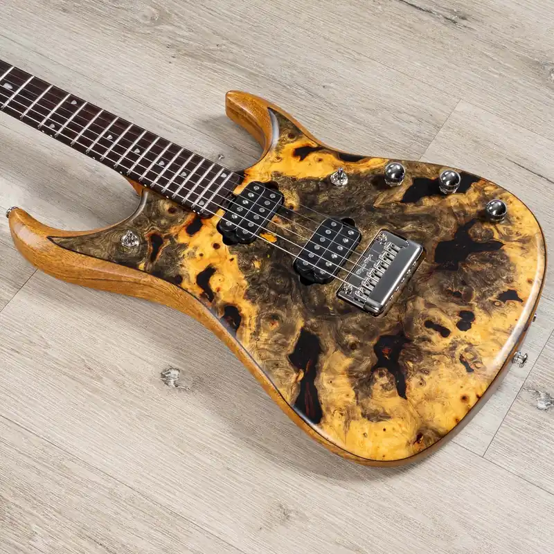 Ernie Ball Music Man BFR JP15 Guitar, Rosewood Fretboard, Butterscotch Burl Latest